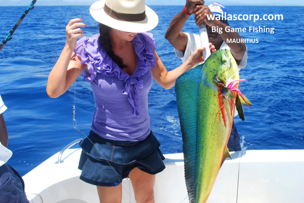 Big game fishing catch aboard a boat in Mauritius