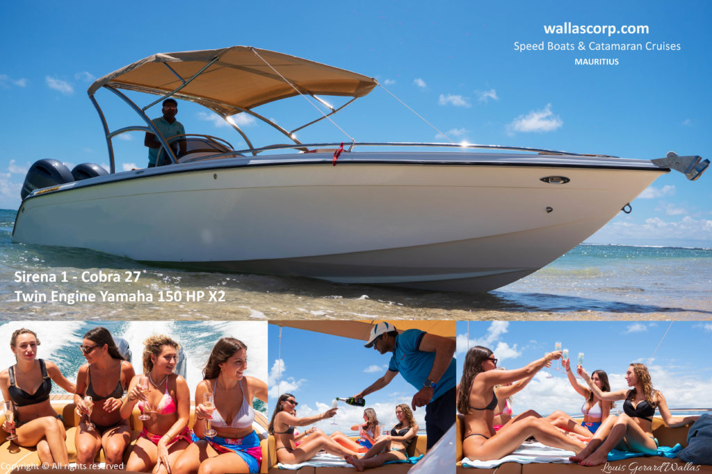 Speedboat on the turquoise waters of Mauritius